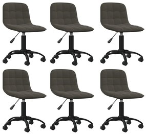 vidaXL Cadeiras de jantar giratórias 6 pcs veludo cinzento-escuro