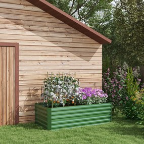 Floreira de horta retangular com tubos de reforço em aço galvanizado 180 x 90 x 59 cm verde
