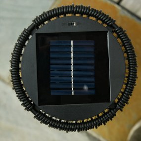 Candeeiro de chão de vime alimentado a energia solar com LED 1,5 W interruptor de controle automático de luz Decoração exterior Ø21,5x61 cm Preto