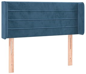 Cabeceira de cama c/ luzes LED veludo 93x16x78/88cm azul-escuro