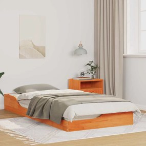vidaXL Estrutura de cama de chão Castanho-mel 90 x 200 cm