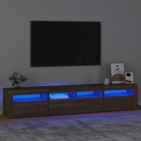 Móvel de TV com luzes LED 210x35x40 cm cor carvalho castanho