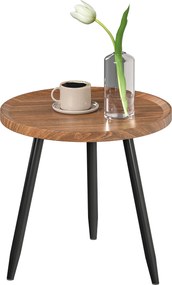Mesa de centro redonda para sala de estar Ø 40 x 39 cm, mesa auxiliar moderna com estrutura em aço, para sala de estar, quarto madeira de cor nogueira