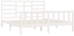 Estrutura de cama super king pinho maciço 180x200 cm branco