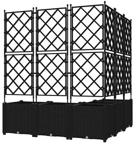 Jardineira com Treliça 5 pcs Preta 120x120x143 cm
