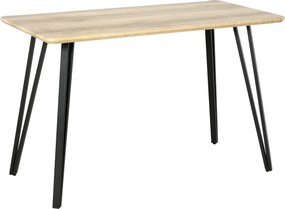 HOMCOM Mesa de jantar design industrial grande tampo dim. 120L x 60l x 75H cm pés metálicos pretos tipo hairpin MDF aparência carvalho claro | Aosom Portugal