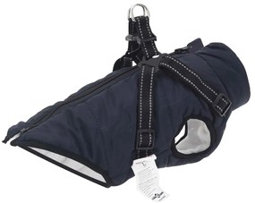 vidaXL Casaco para Cães com arnês Azul Marinho 2XL Velo e Poliéster