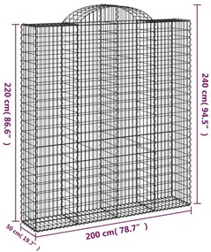 Cestos gabião arqueados 20 pcs 200x50x220/240 ferro galvanizado