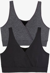 Lote de 2 soutiens sem costuras, em microfibra, especial amamentação cinzento escuro mesclado