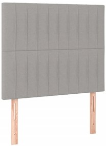 Cama box spring c/ colchão e LED 120x200 cm tecido cinza-claro