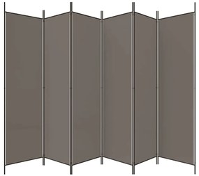 Divisória/biombo com 6 painéis 300x200 cm tecido antracite