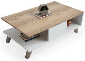 Mesa de Centro SUMER – Carvalho e Branco – 90x35,6x54 cm