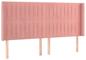 Cabeceira de cama c/ luzes LED veludo 163x16x118/128 cm rosa