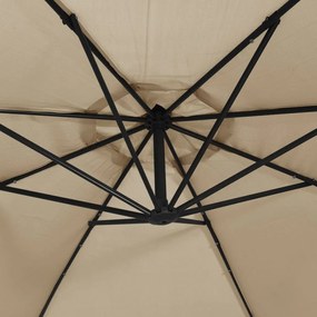 Guarda-sol cantilever com luzes LED 300 cm cinza-acastanhado