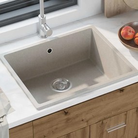 vidaXL Pia de cozinha Bege 54 x 44 x 20 cm Granito