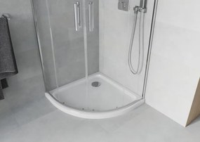 Mexen Rio cabine de duche semicircular 90 x 90 cm, transparente, cromado + base de duche Flat, branco - 863-090-090-01-00-4110