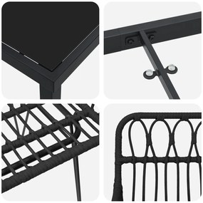 Conjunto de Jantar Jardim 3 Peças Preto Poliéster Rattan