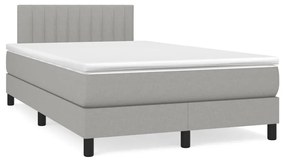 vidaXL Cama boxspring com colchão 120x190 cm tecido cinzento-claro