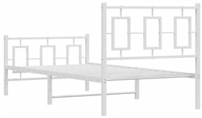 Estrutura de cama com cabeceira e pés 90x190 cm metal branco