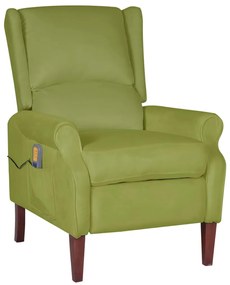 vidaXL Poltrona de massagens reclinável veludo verde-claro