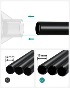 Guarda Roupa em tecido com 3 varões para roupa e 4 bolsos laterais 45 x 130 x 167 cm Preto