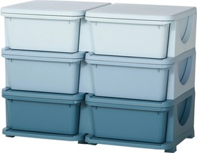 Organizador de Brinquedos Infantil, 75 x 37 x 56,5 cm, 3 Níveis e 6 Gavetas, Azul