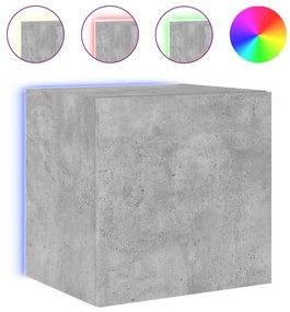 Móveis de parede para TV com luzes LED 2 pcs cinzento cimento