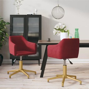 vidaXL Cadeiras de jantar giratórias 2 pcs veludo vermelho tinto