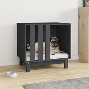 vidaXL Casota para cães 60x45x57 cm madeira de pinho maciça cinzento