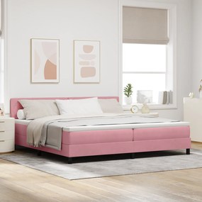 Cama Box com Colchão vidaXL Rosa 200x200 cm Veludo