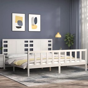 Cama sem colchão 200x200 cm madeira de pinho maciça branco
