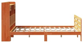 Cama c/ estante sem colchão 120x200cm pinho maciço castanho-mel