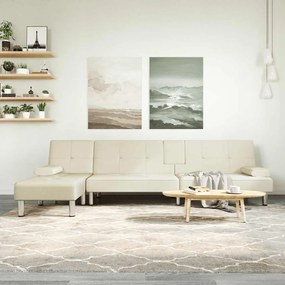 vidaXL Sofá-cama em forma de L 255x140x70 cm couro artificial creme
