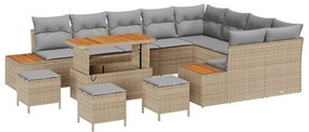 Conjunto de Sofás de Jardim vidaXL de 13 Peças com Almofadas Bege Ratt