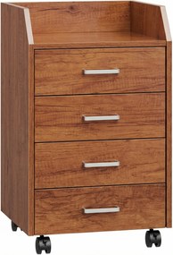 Vinsetto Bloco de Gavetas de Escritório com Rodas 4 Gavetas Organizador Móvel 40x36x65 cm Castanho | Aosom Portugal