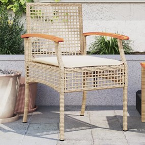 vidaXL Cadeiras de jardim com almofadões 2 pcs vime PE/acácia bege