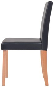 Mesa e cadeiras de jantar 7 pcs couro artificial carvalho preto