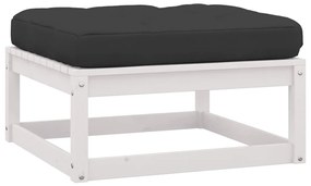 Apoio de pés p/ jardim c/ almofadões 2 pcs pinho maciço branco