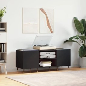 vidaXL Armário para discos 121x38x48 cm derivados de madeira preto