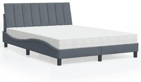 Cama com colchão 140x190 cm veludo cinzento-escuro