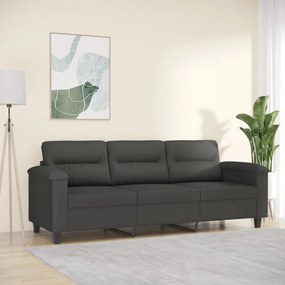 vidaXL Sofá de 3 lugares 180 cm tecido de microfibra cinzento-escuro