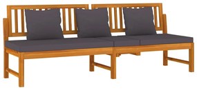 Sofá-cama com almofadão 200x60x75 cm pinho maciço cinza