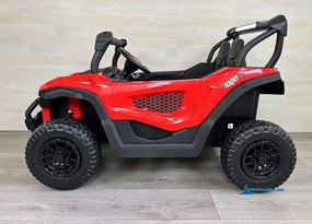 Buggy elétrico para crianças 2 lugares 1000R 4x4 24V, Rodas de borracha, Banco em pele sintética Vermelho