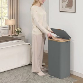 Cesto da roupa suja 42 x 32 x 75 cm com tampa e saco removível, 100 L, cinzento ardósia