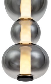 Candeeiro suspenso Art Deco preto com vidro fumado e transparente 5-luzes Incl. LED - Lizzy Art Deco