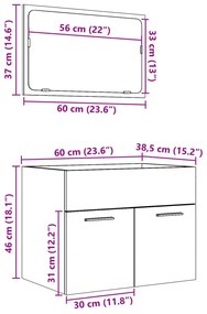 2 pcs conj. móveis casa banho derivados madeira cinza cimento