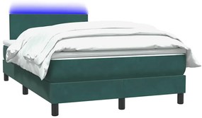 Cama boxspring com colchão 120x210 cm veludo verde-escuro