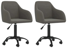 vidaXL Cadeiras de jantar giratórias 2 pcs veludo cinzento-escuro