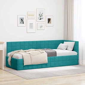 vidaXL Estrutura de Cama de Canto Turquesa 80 cm x 200 cm Veludo