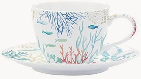 Chávenas de café em porcelana com pires Under The Sea, conjunto de 2